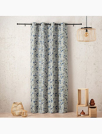 Tenda jacquard policotone a motivi floreali e uccelli, 8 occhielli