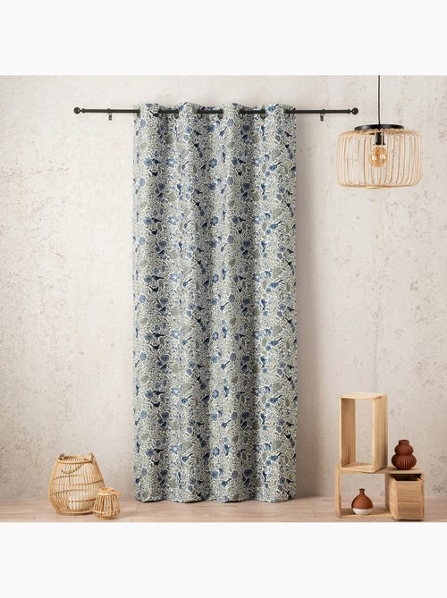 Tenda jacquard policotone a motivi floreali e uccelli, 8 occhielli - Kiabi