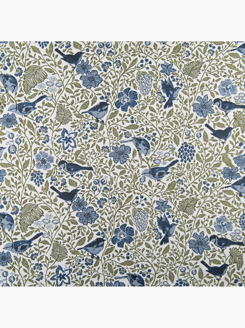 Tenda jacquard policotone a motivi floreali e uccelli, 8 occhielli Blu - Kiabi