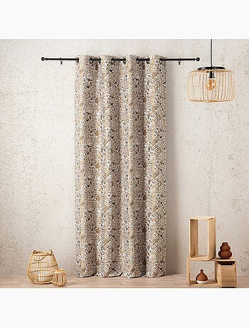 Tenda jacquard policotone a motivi floreali e uccelli, 8 occhielli