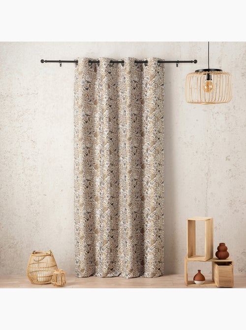 Tenda jacquard policotone a motivi floreali e uccelli, 8 occhielli - Kiabi
