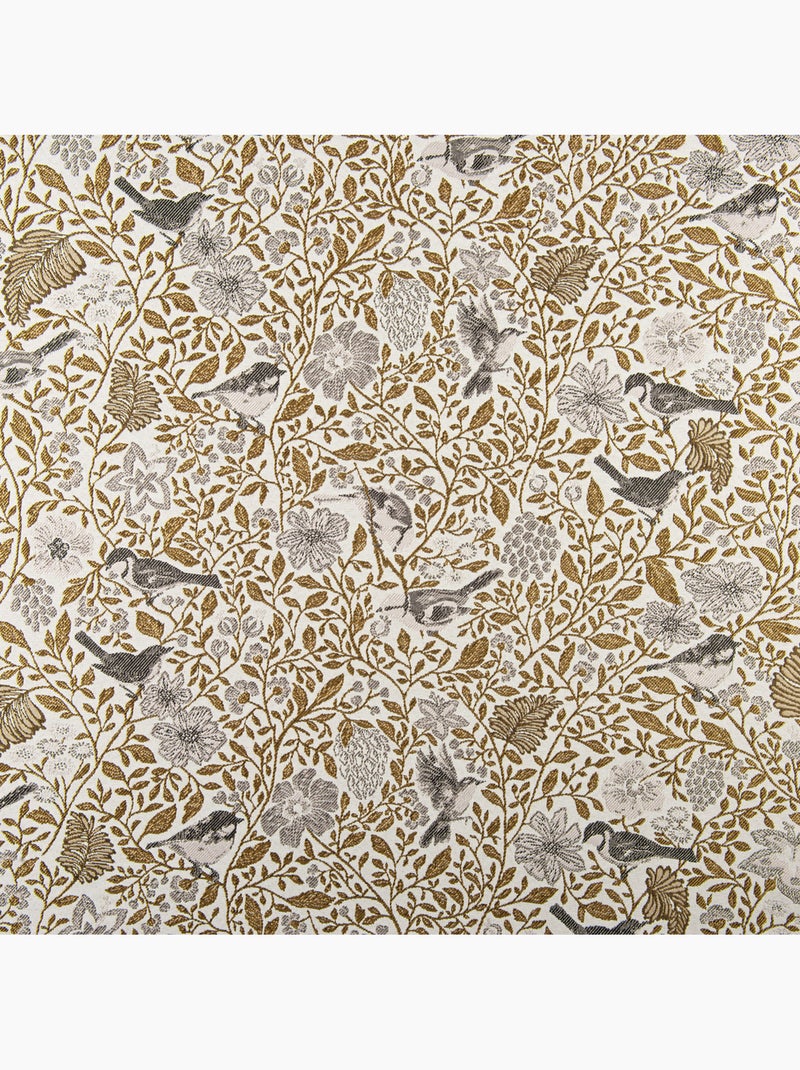 Tenda jacquard policotone a motivi floreali e uccelli, 8 occhielli Giallo scuro - Kiabi