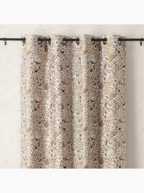 Tenda jacquard policotone a motivi floreali e uccelli, 8 occhielli - Kiabi