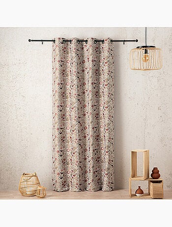 Tenda jacquard policotone a motivi floreali e uccelli, 8 occhielli