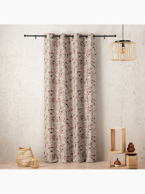 Tenda jacquard policotone a motivi floreali e uccelli, 8 occhielli - Kiabi