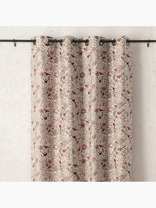 Tenda jacquard policotone a motivi floreali e uccelli, 8 occhielli - Kiabi
