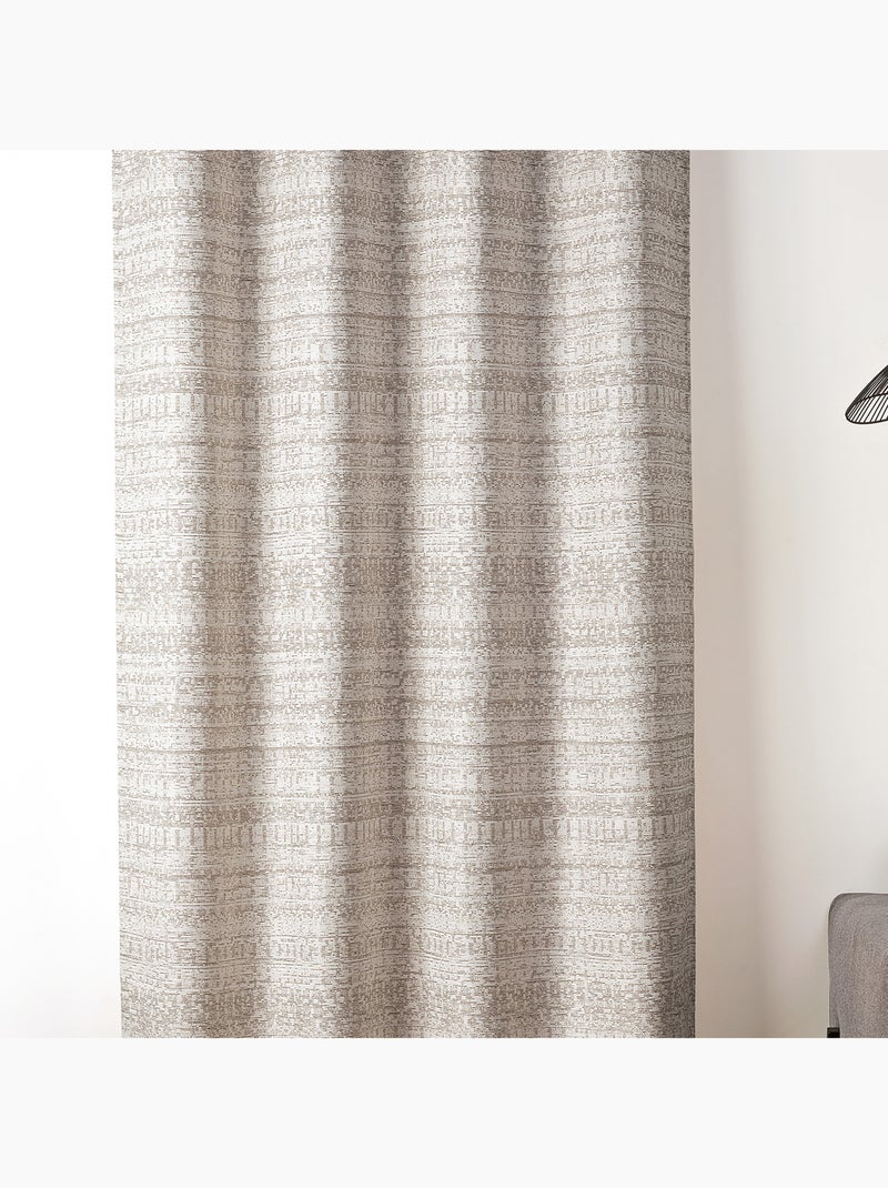 Tenda jacquard testurizzata d'ispirazione minerale con occhielli Beige - Kiabi