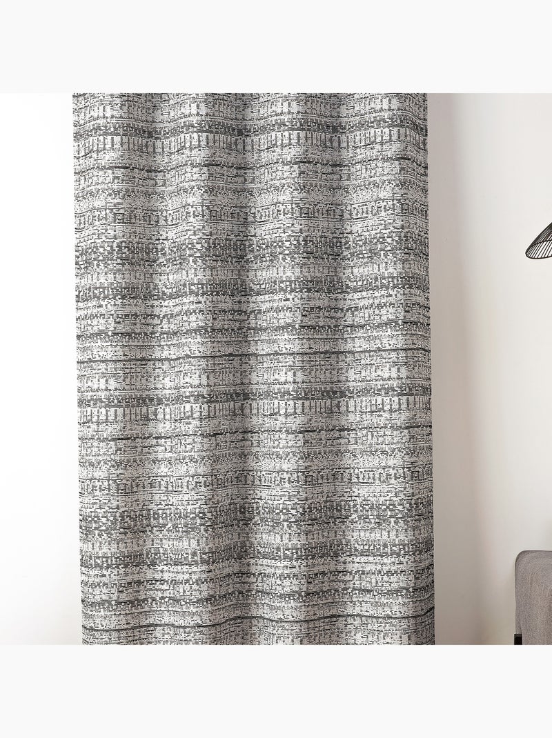 Tenda jacquard testurizzata d'ispirazione minerale con occhielli Nero - Kiabi