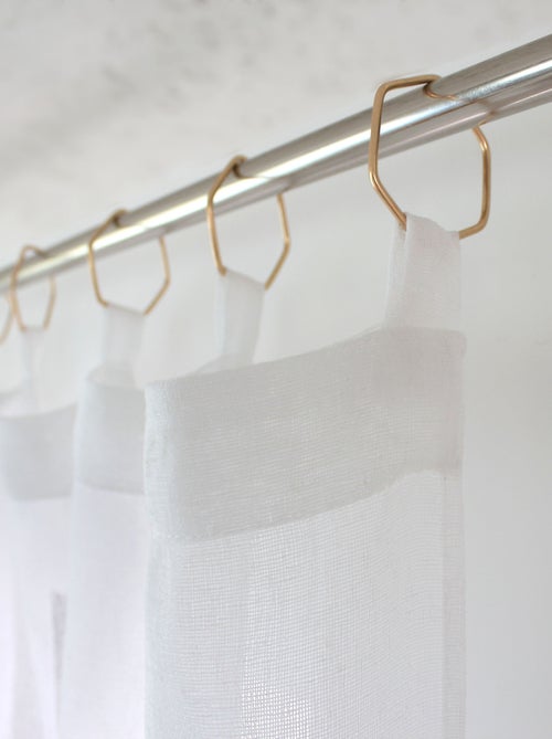 Tenda leggera effetto lino con anelli dorati - Kiabi