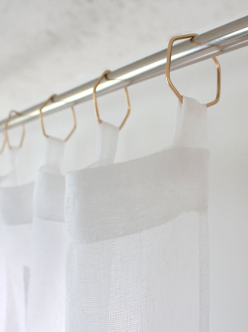 Tenda leggera effetto lino con anelli dorati Bianco - Kiabi