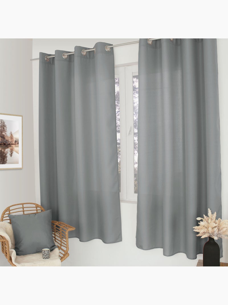 Tenda liscia con occhielli Grigio chiaro - Kiabi