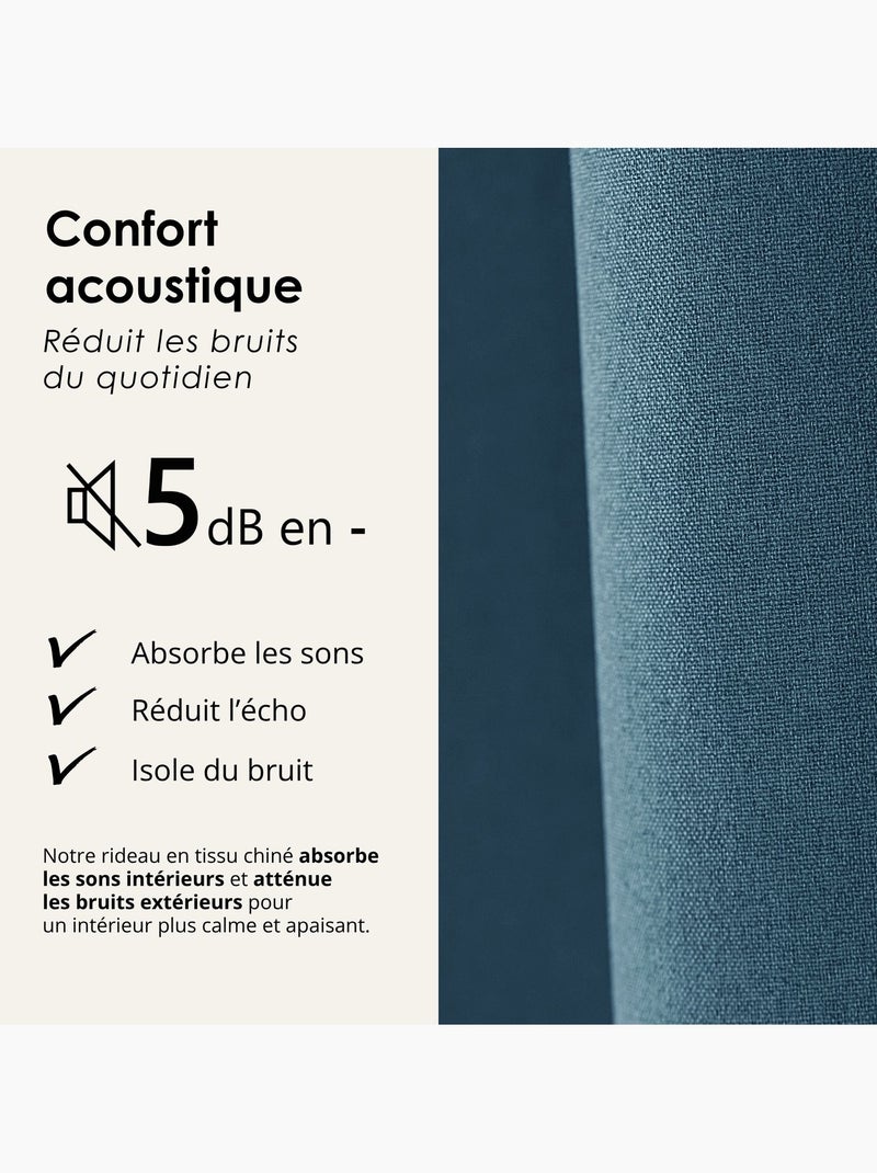 Tenda oscurante 100% termoacustica, screziata midnight Blu petrolio - Kiabi