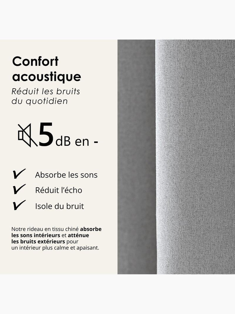 Tenda oscurante 100% termoacustica, screziata MIDNIGHT Grigio chiaro - Kiabi