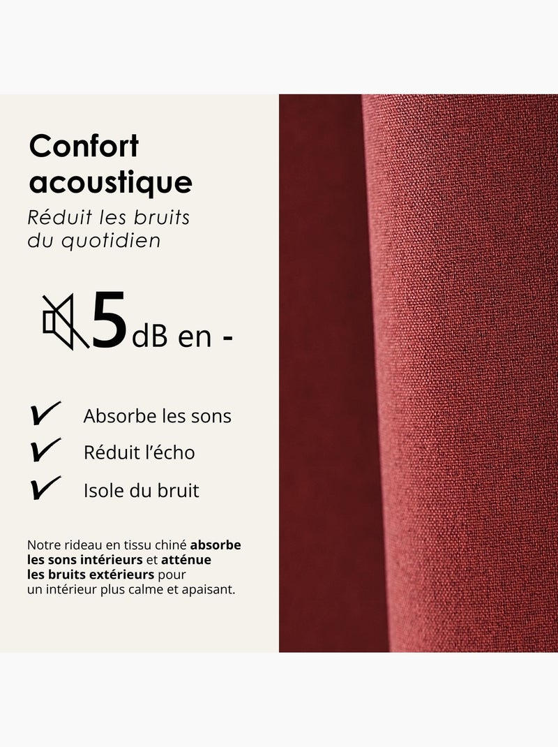 Tenda oscurante 100% termoacustica, screziata midnight Rosso - Kiabi