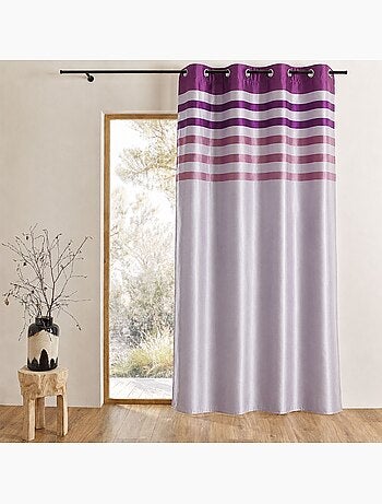 Tenda oscurante in shantung con rivestimento a righe tono su tono