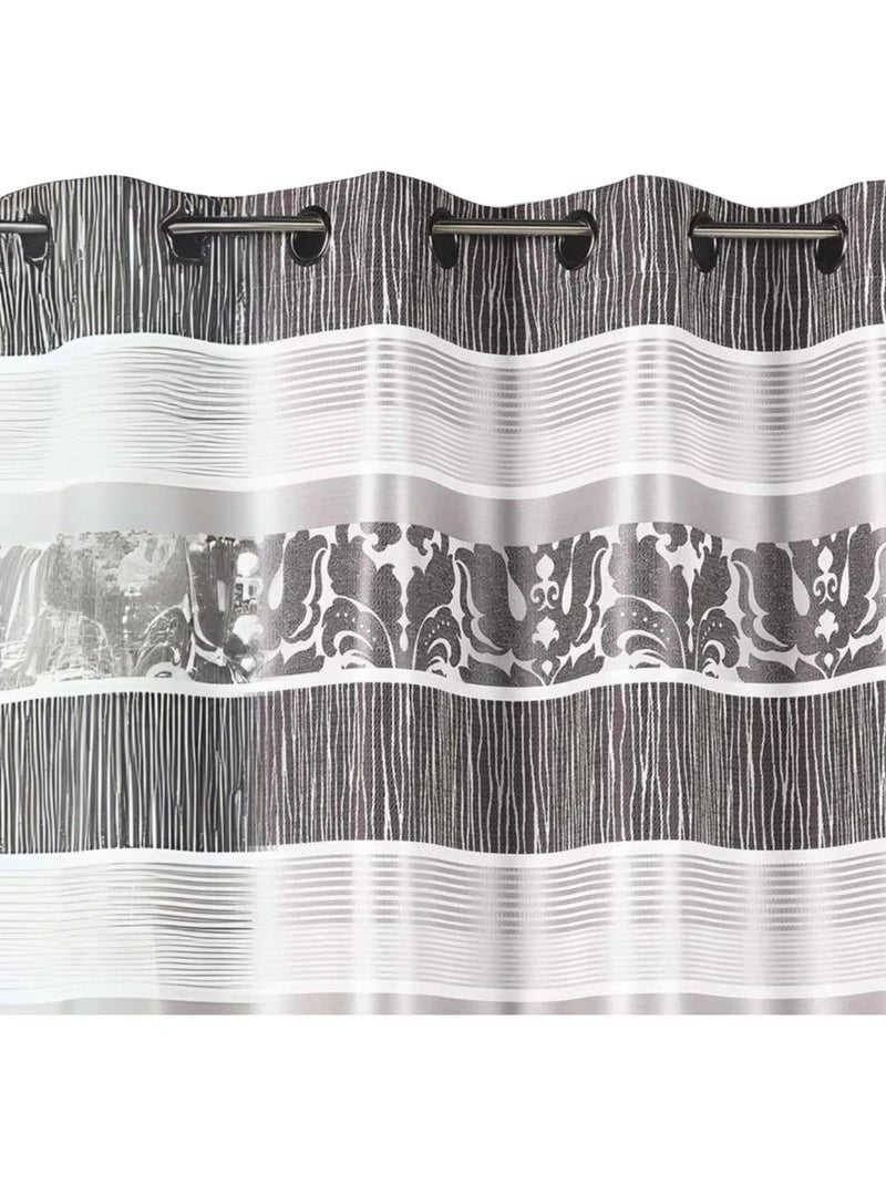 Tenda oscurante jacquard a righe orizzontali colorate Grigio chiaro - Kiabi