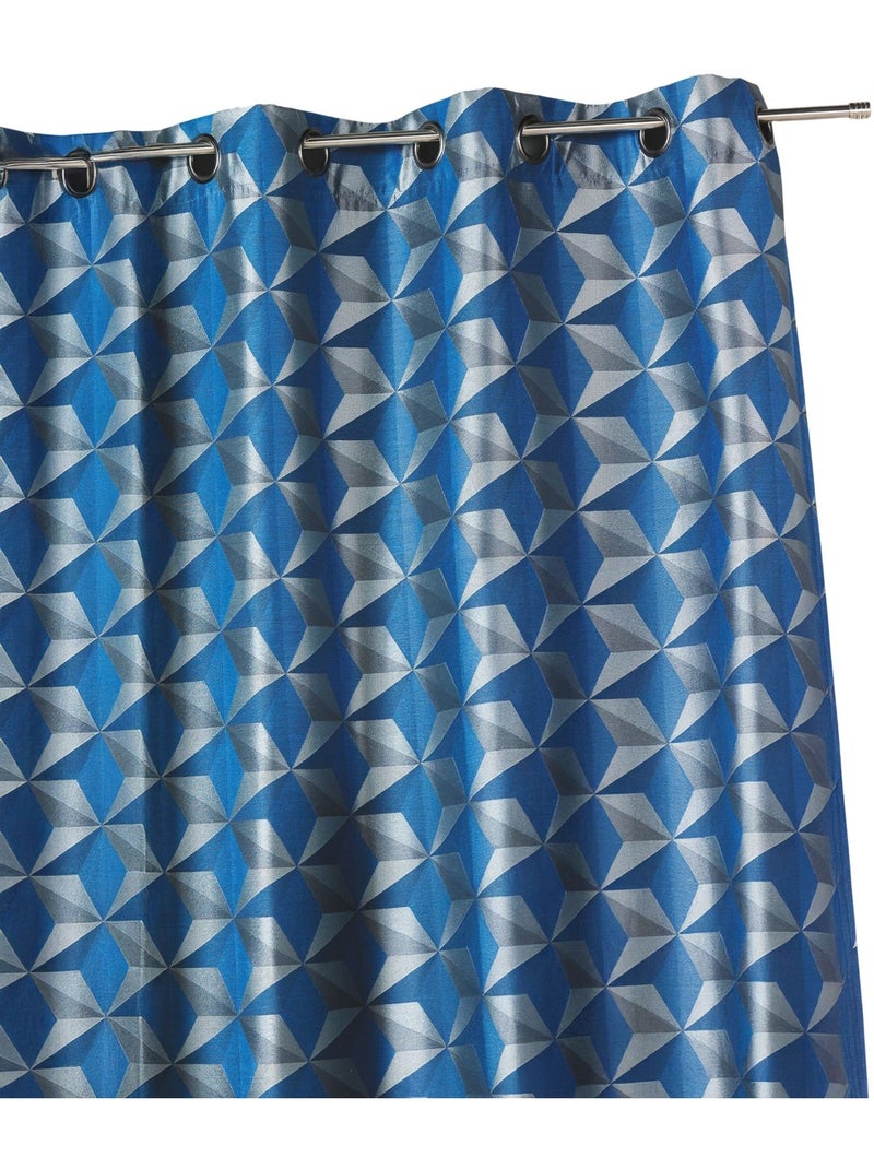 Tenda oscurante jacquard con motivi geometrici Blu - Kiabi