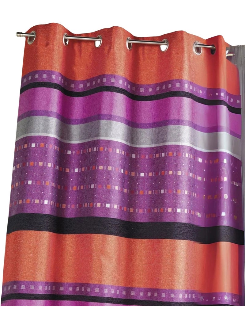 Tenda oscurante jacquard con righe orizzontali grafiche Viola prugna - Kiabi