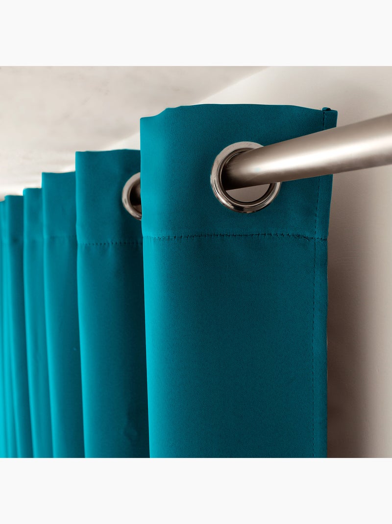 Tenda oscurante liscia con 8 occhielli Blu pavone - Kiabi