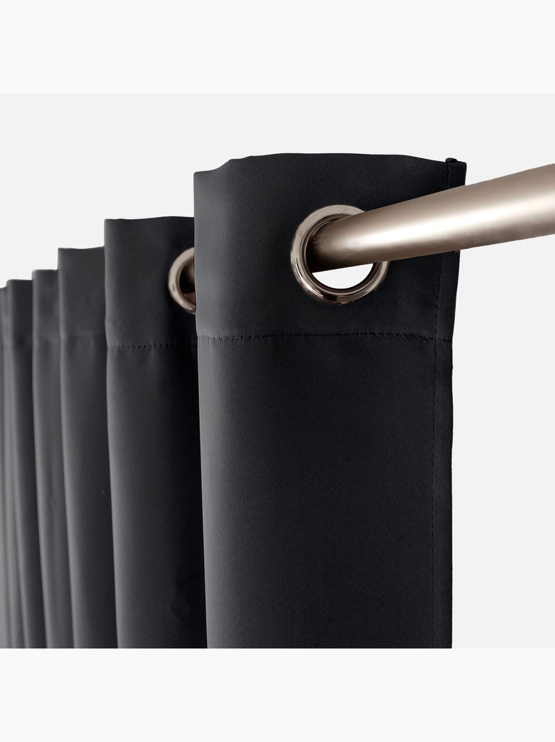 Tenda oscurante liscia con 8 occhielli Grigio scuro - Kiabi