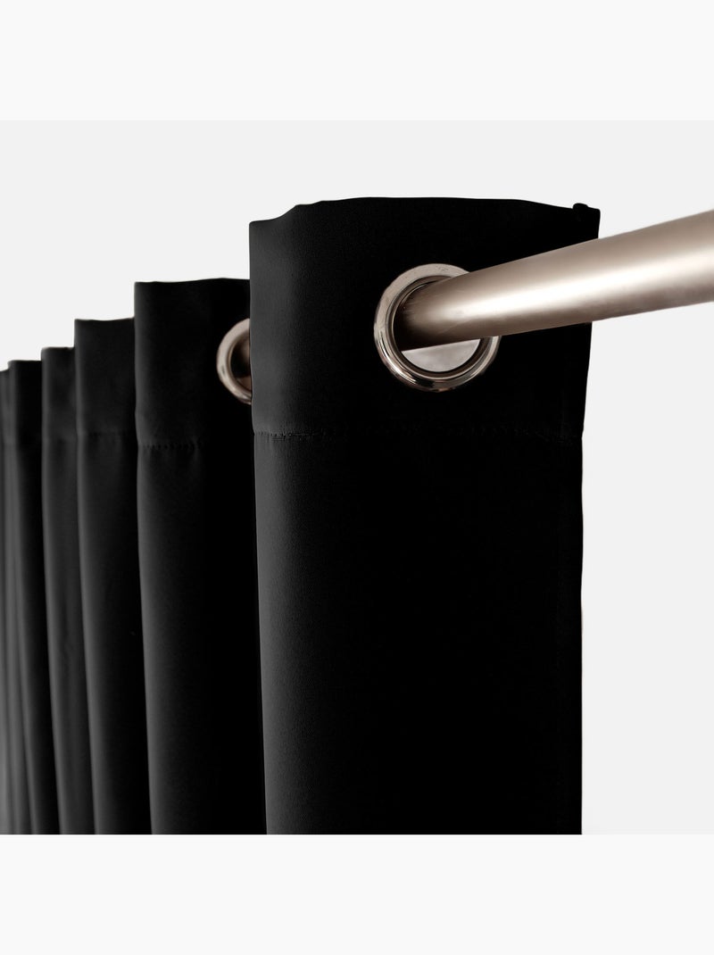 Tenda oscurante liscia con 8 occhielli Nero - Kiabi