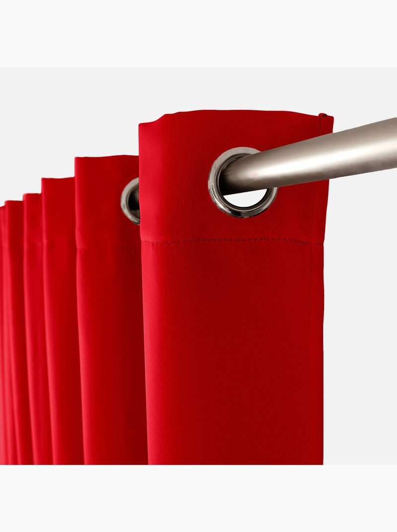 Tenda oscurante liscia con 8 occhielli Rosso - Kiabi