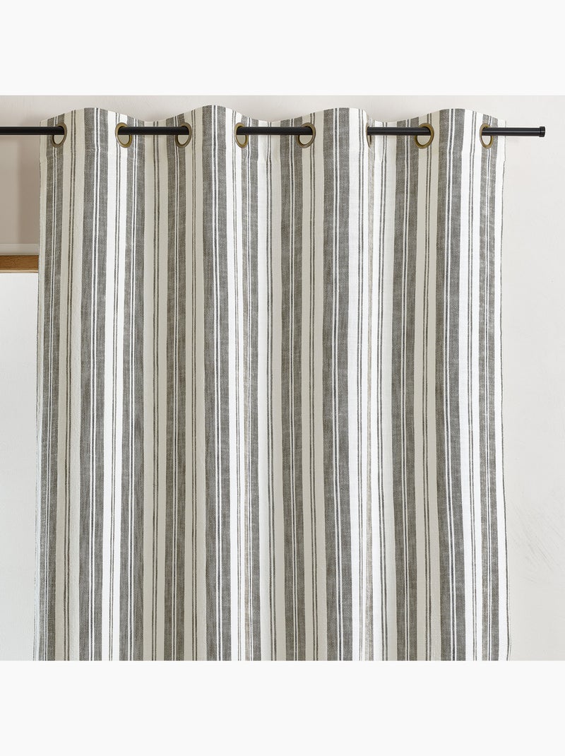 Tenda paravento in cotone fiammato a righe Cachi - Kiabi