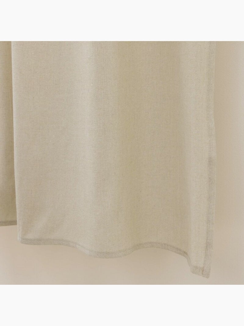 Tenda paravento in policotone con passanti e nappe Beige - Kiabi
