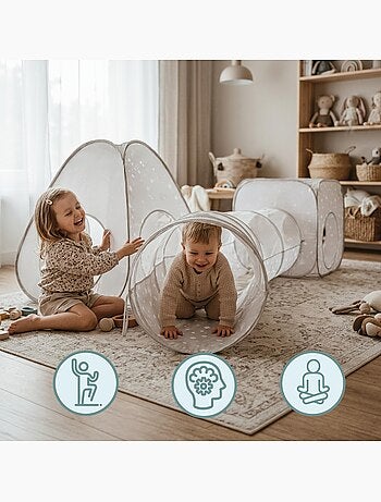 Tenda pop-up 3-in-1 mamabrum per bambini – percorso gioco modulabile con tunnel dai 3 anni