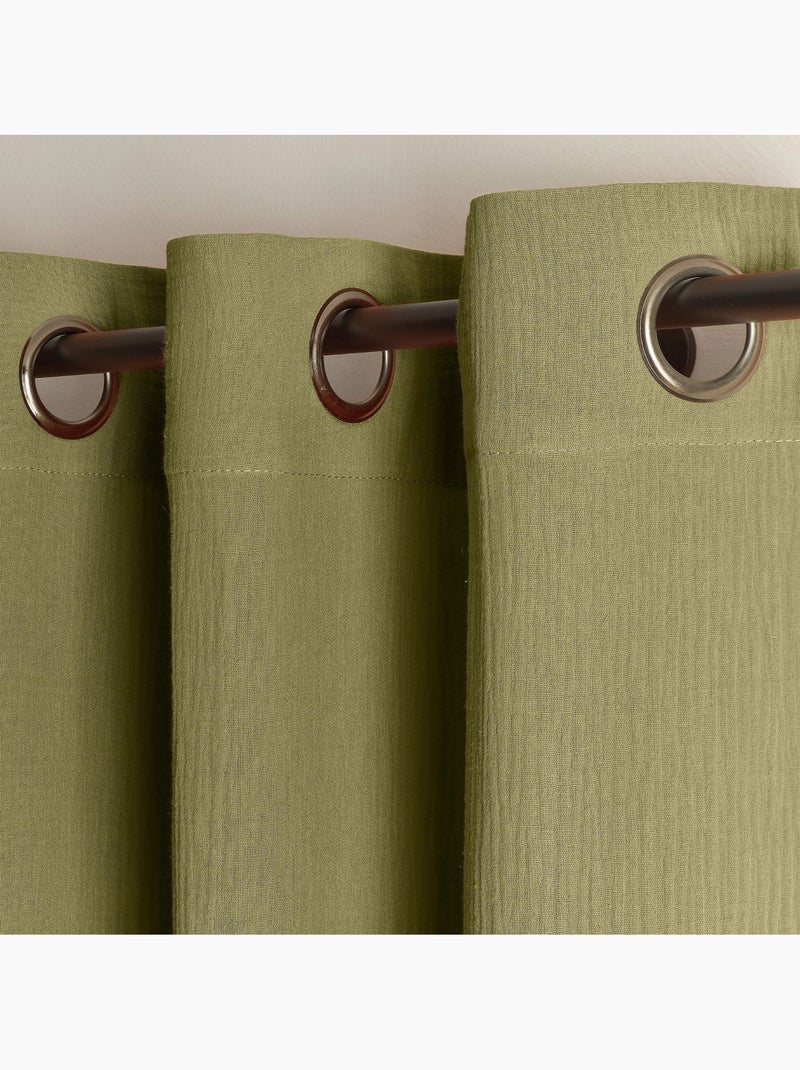 Tenda schermata in garza di cotone con occhielli MIRMANDE Verde tiglio - Kiabi