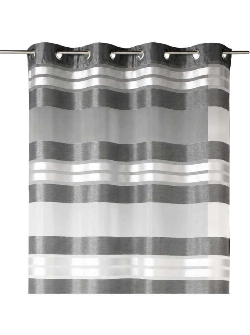 Tenda trasparente a righe orizzontali con fili argentati Grigio antracite - Kiabi