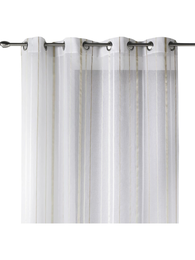 Tenda trasparente bianca a righe tono su tono Beige - Kiabi