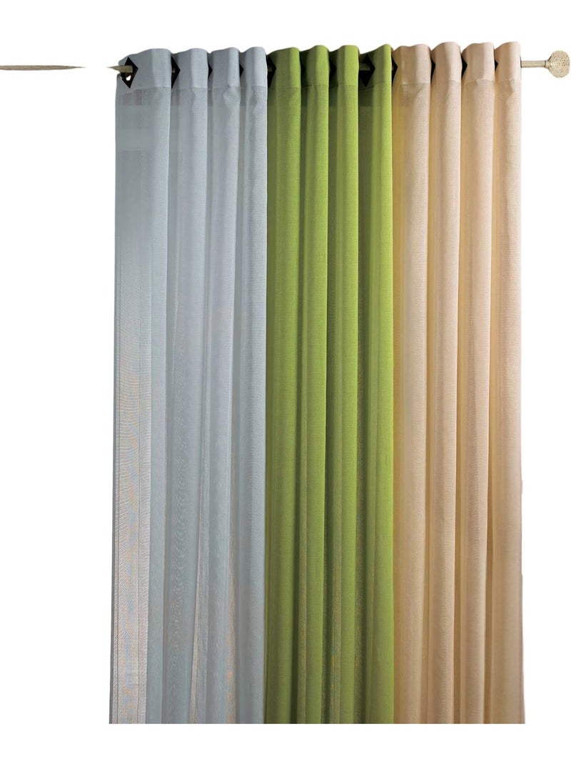 Tenda trasparente con leggere righe intrecciate Beige - Kiabi