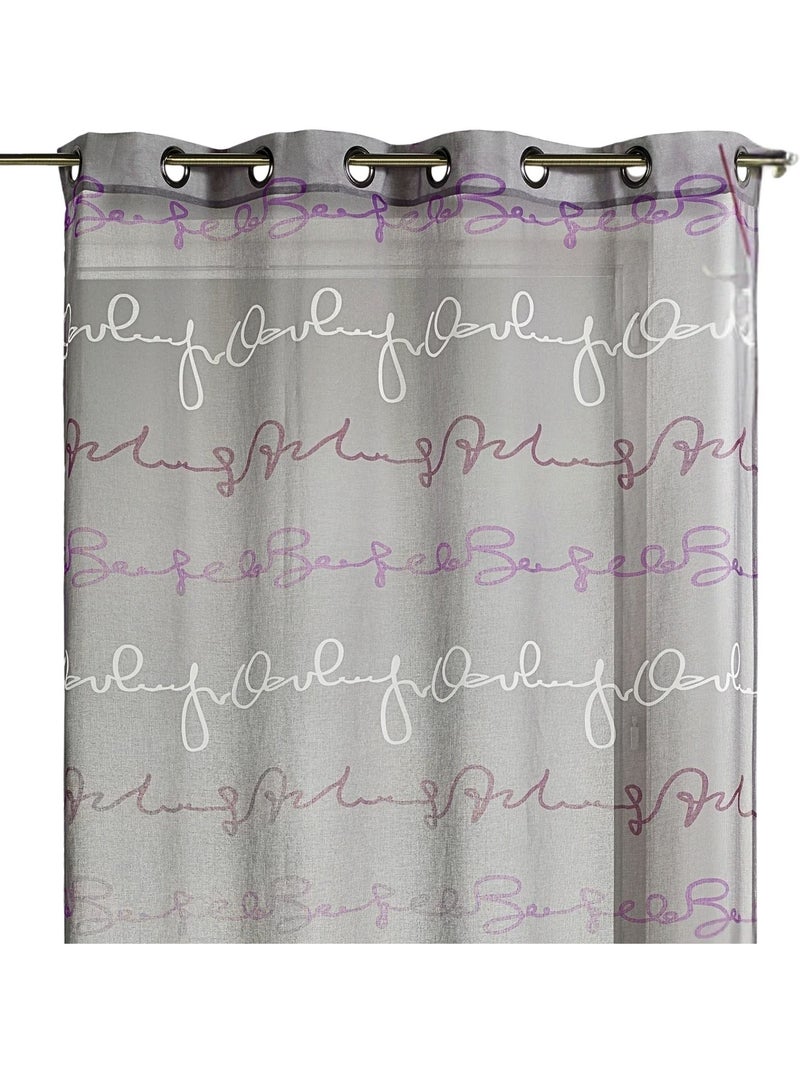 Tenda trasparente con motivo a scritte orizzontali Grigio chiaro - Kiabi