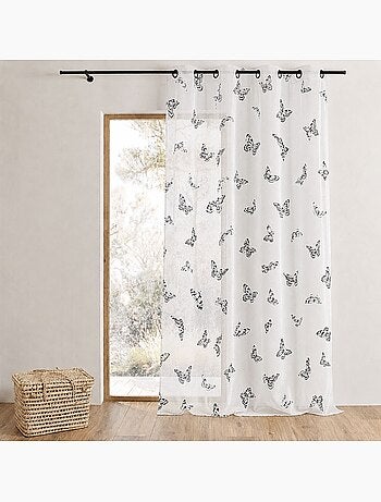 Tenda trasparente con occhielli e motivo a farfalle