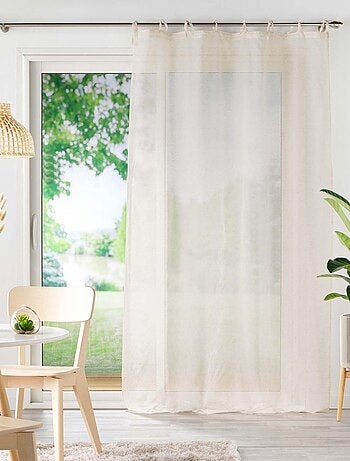 Tenda trasparente con passanti, effetto lino, tessuta