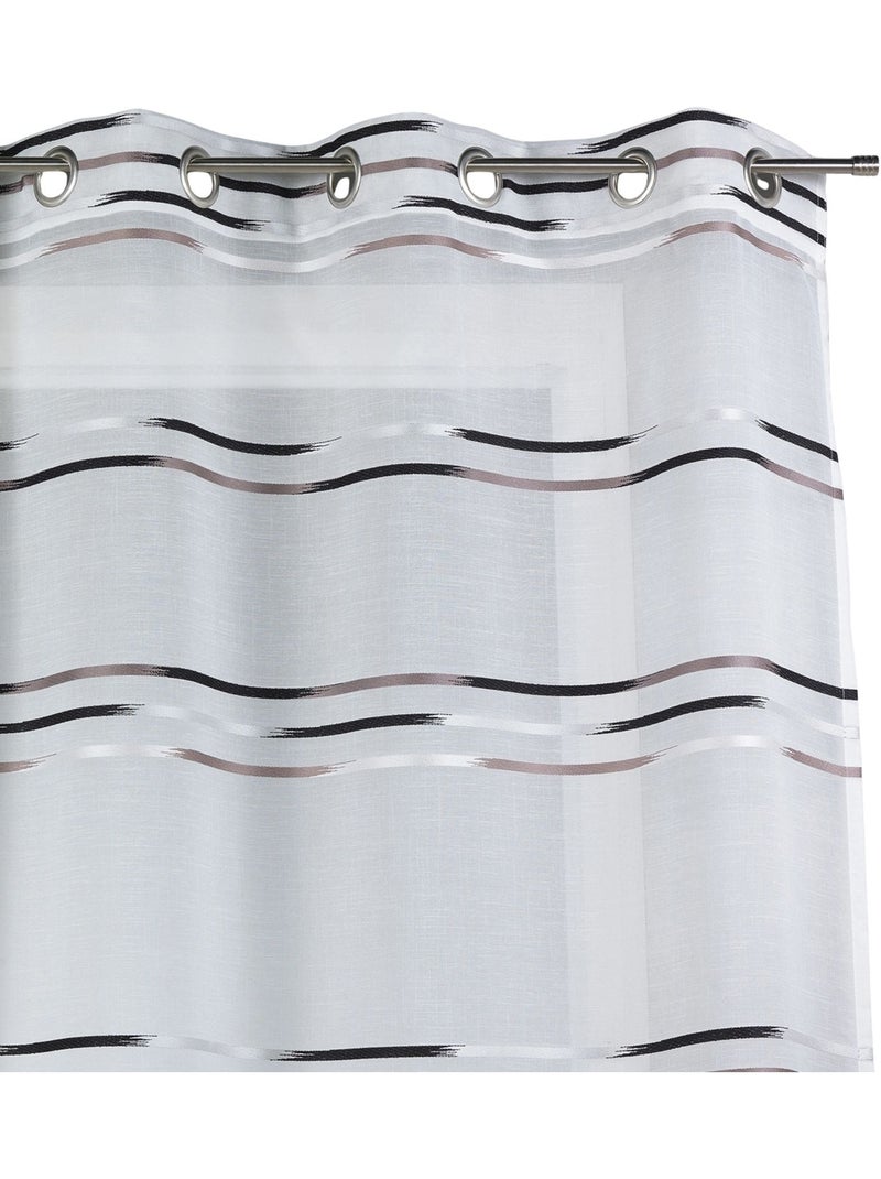 Tenda trasparente con sottili righe orizzontali intessute Nero - Kiabi