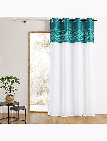 Tenda trasparente in jacquard con bordatura a spina di pesce