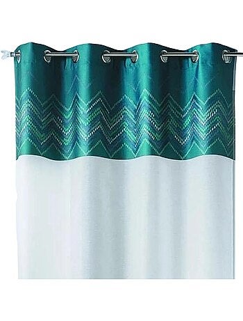 Tenda trasparente in jacquard con bordatura a spina di pesce