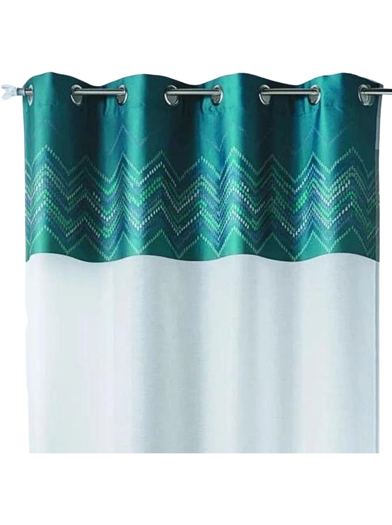 Tenda trasparente in jacquard con bordatura a spina di pesce Blu petrolio - Kiabi