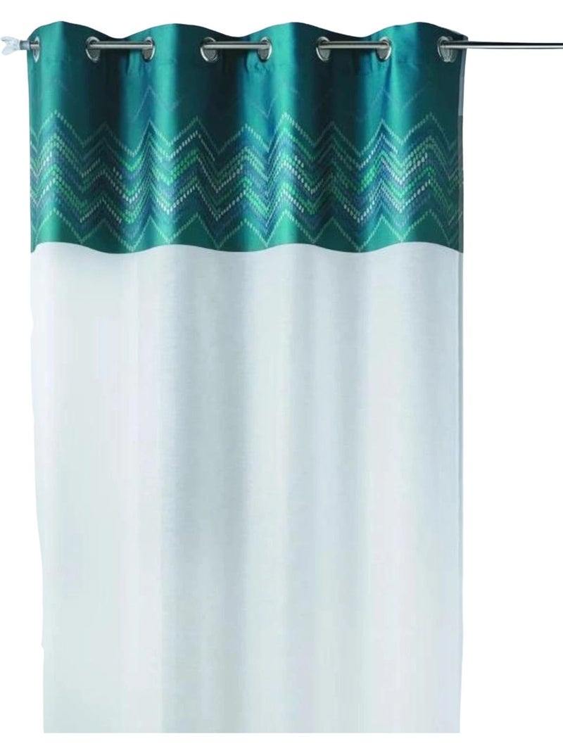 Tenda trasparente in jacquard con bordatura a spina di pesce Blu petrolio - Kiabi