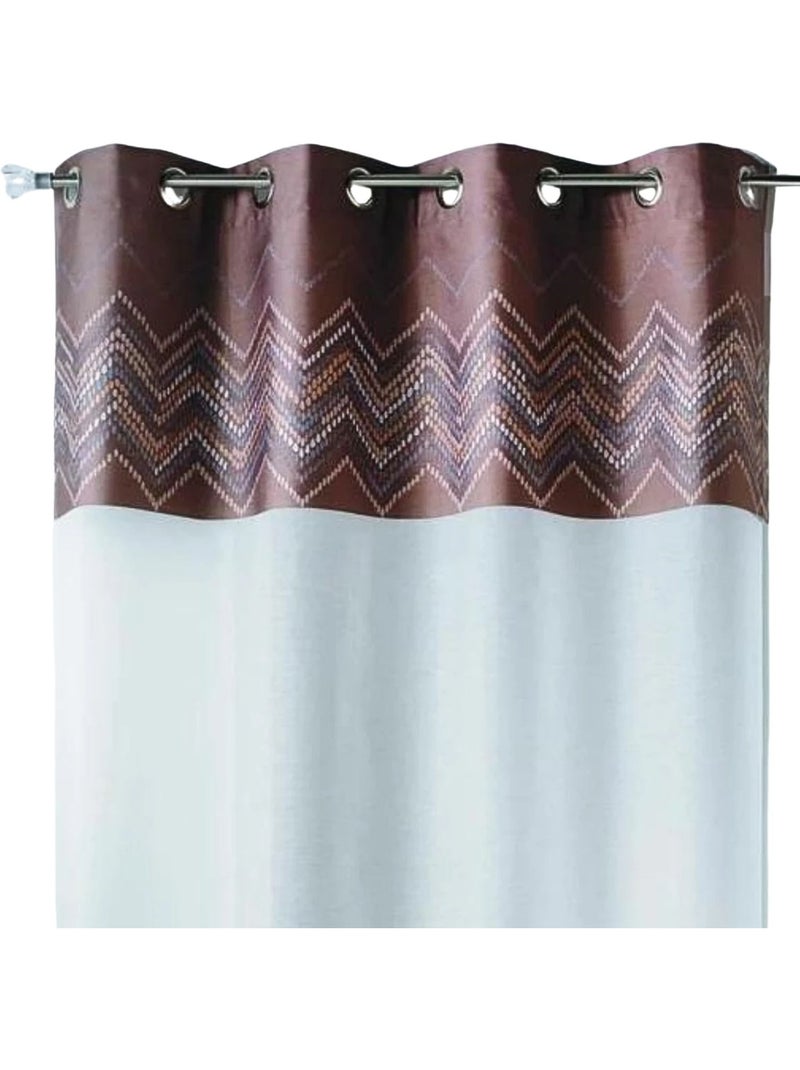 Tenda trasparente in jacquard con bordatura a spina di pesce Marrone cioccolato - Kiabi