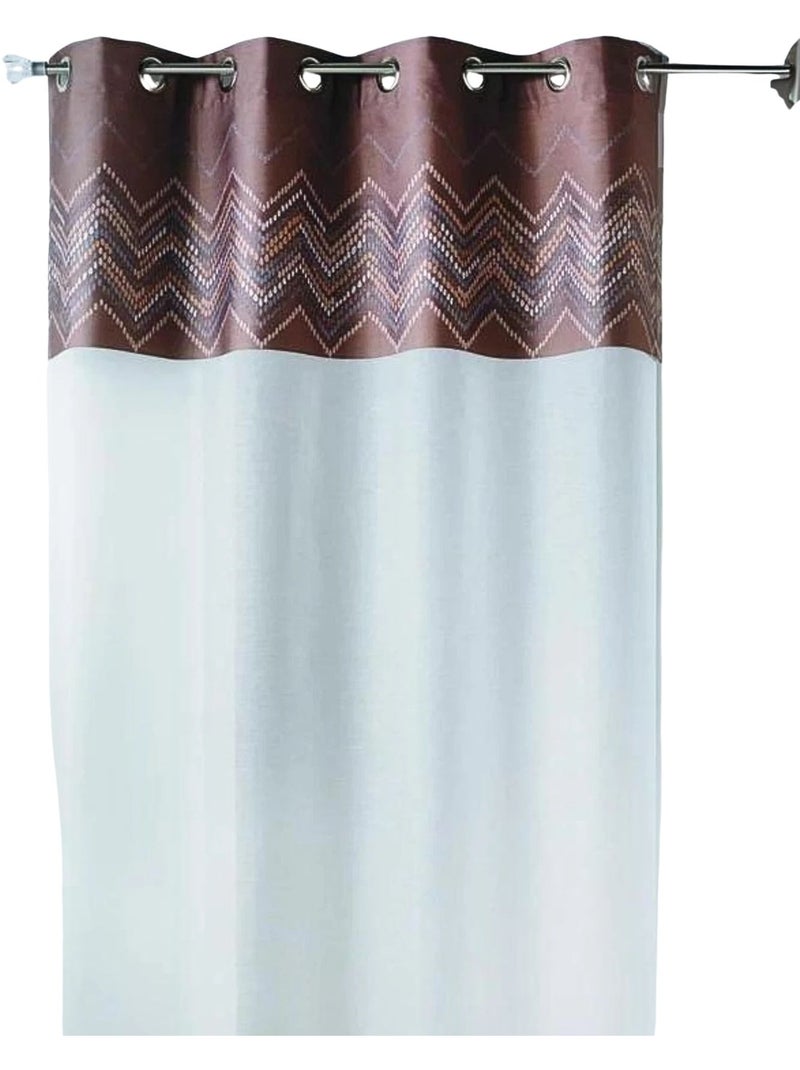 Tenda trasparente in jacquard con bordatura a spina di pesce Marrone cioccolato - Kiabi