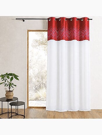 Tenda trasparente in jacquard con bordatura a spina di pesce