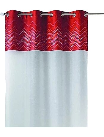 Tenda trasparente in jacquard con bordatura a spina di pesce