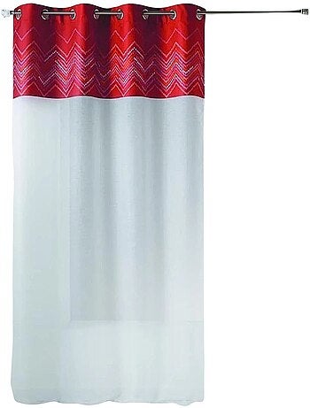 Tenda trasparente in jacquard con bordatura a spina di pesce