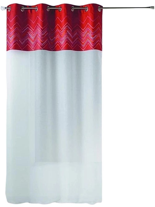 Tenda trasparente in jacquard con bordatura a spina di pesce - Kiabi Tenda trasparente in jacquard con bordatura a spina di pesce - Kiabi