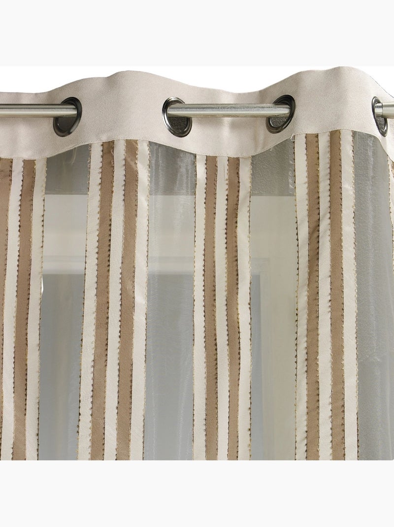 Tenda trasparente in organza a righe verticali Beige - Kiabi
