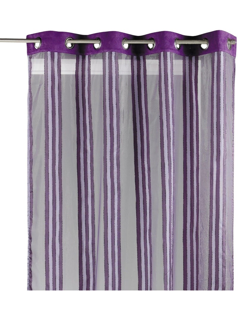 Tenda trasparente in organza a righe verticali Viola prugna - Kiabi