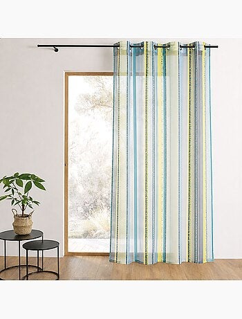 Tenda trasparente in organza jacquard a righe verticali